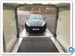 Aston Martin DBS transported into the Heritage Service Centre